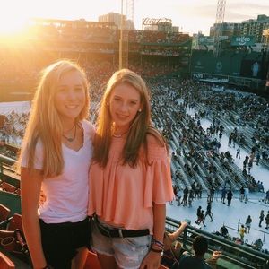 off the shoulder peach shirt